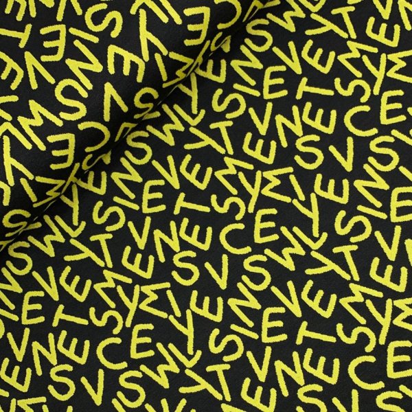 Viskose Jacquard Jersey - Freddy Letters - lime black