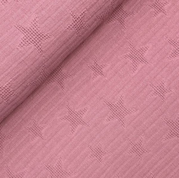 Jacquard Waffelpique Baumwolle - Star - altrosa