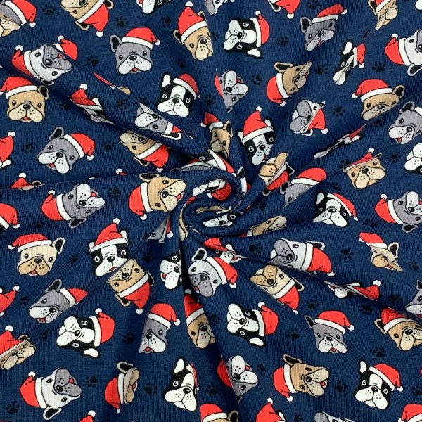 Jersey - Christmas Bulldog - blue navy