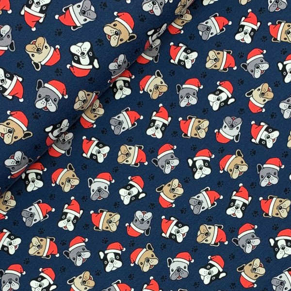 Jersey - Christmas Bulldog - blue navy