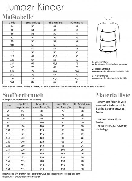 Papierschnittmuster - Jumper - Kinder - Fadenkäfer