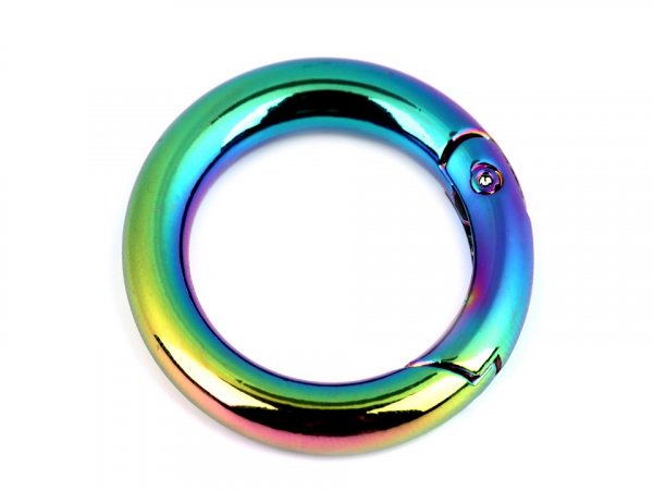 Karabiner Ring - Regenbogen - rund - 25mm