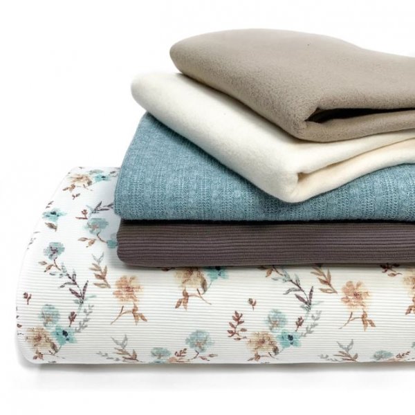 Strickjersey - Ottoman - Flowers - dusty green