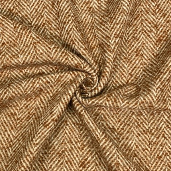 Mantelstoff - Fischgrat Tweed - beige