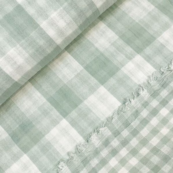 RESTSTÜCK 90cm !!! - Musselin - Checks - Double Sided - mint