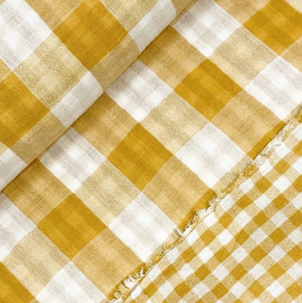 Musselin - Checks - Double Sided - ochre