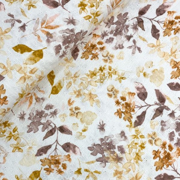 Musselin - Embroidery Flowers - camel beige