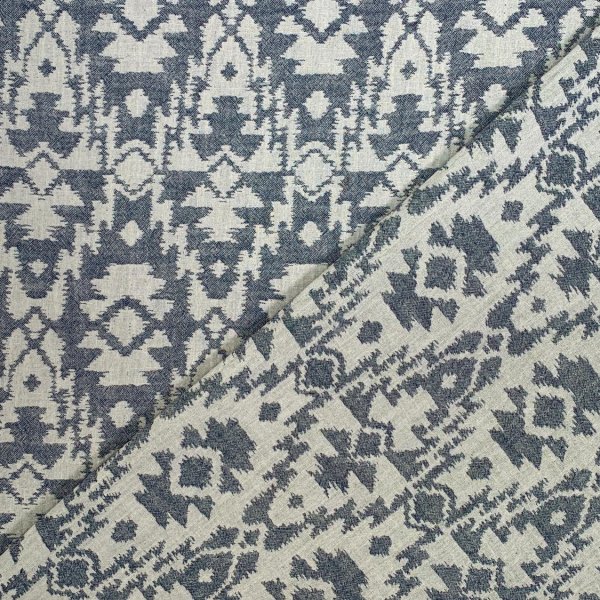 Musselin Jacquard - Aztec - navy/ecru