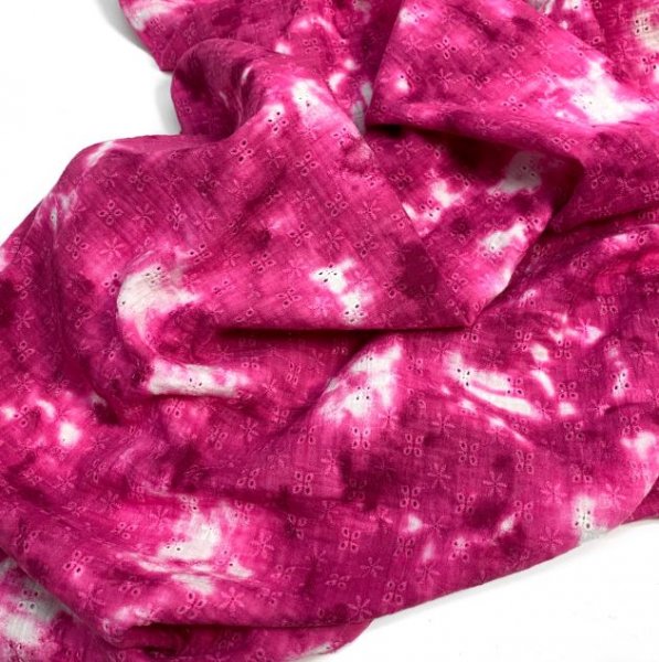 Musselin - Lochstickerei - Batik - fuchsia