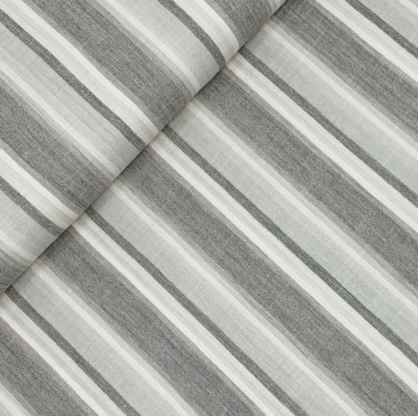 Musselin - Sanded Stripes - grey