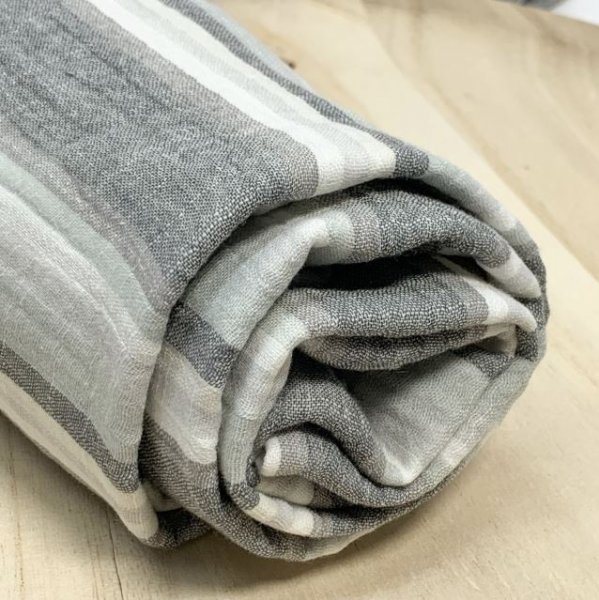 Musselin - Sanded Stripes - grey