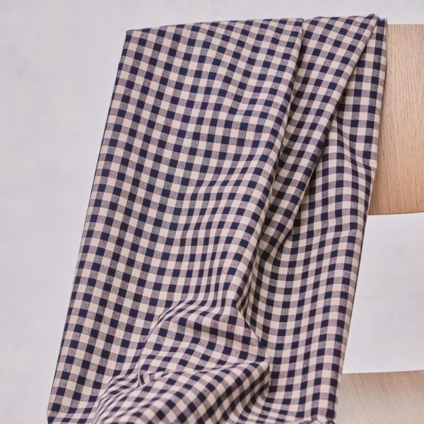 Bio Baumwoll Oxford - Gingham - indigo night/dune - Mind the Maker