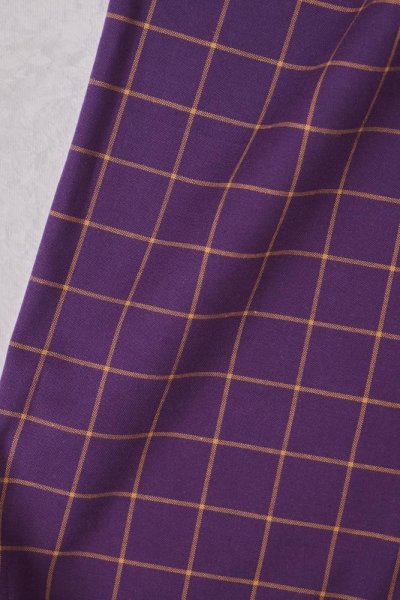 Bio Baumwoll Oxford - Grid - plum/dry mustard - Mind the Maker