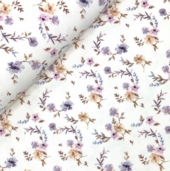 Strickjersey - Ottoman - Flowers - lilac