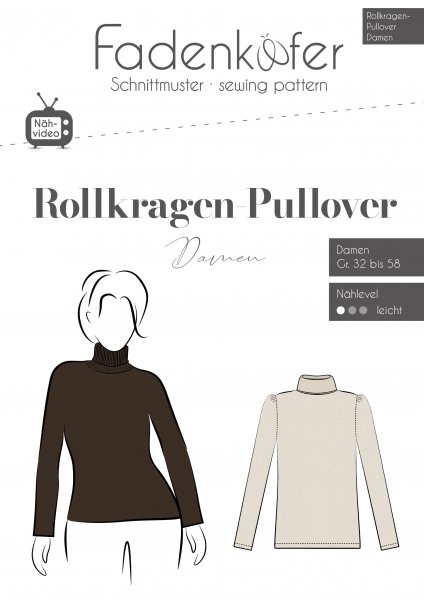 Papierschnittmuster - Rollkragen Pullover - Damen - Fadenkäfer