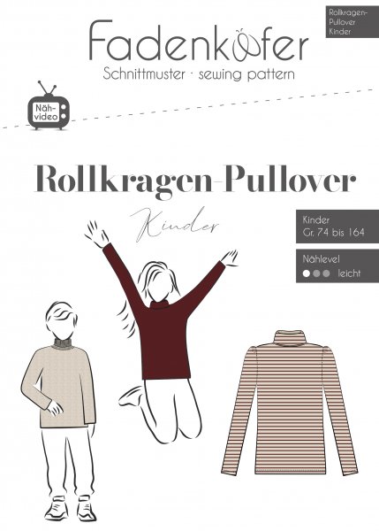 Papierschnittmuster - Rollkragen Pullover - Kinder - Fadenkäfer