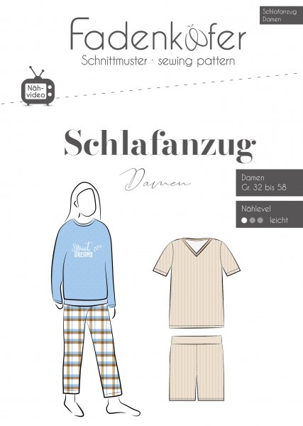 Papierschnittmuster - Schlafanzug - Damen - Fadenkäfer