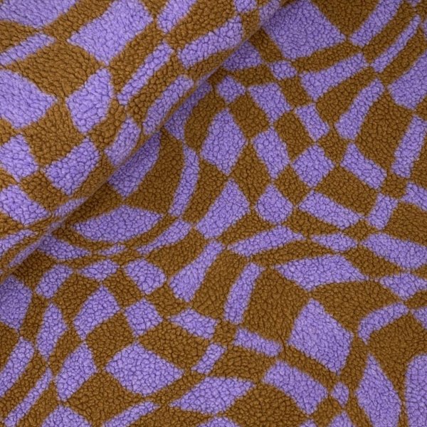 Teddyplüsch - Mantelstoff - Graphic - lilac/brown