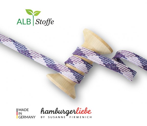 Bio Flachkordel - Twist Me - Plaid - 1,5 cm - Col.14 - Albstoffe - Hamburger Liebe