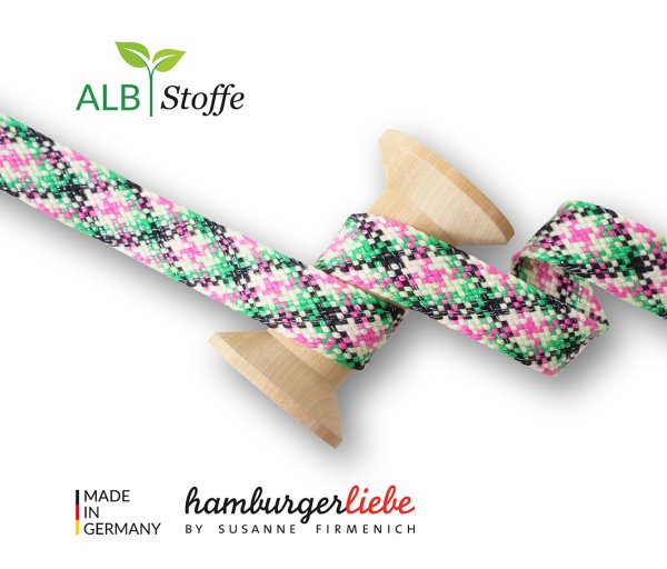 Bio Flachkordel - Twist Me - Check - 2,4 cm - Col.15 - Albstoffe - Hamburger Liebe