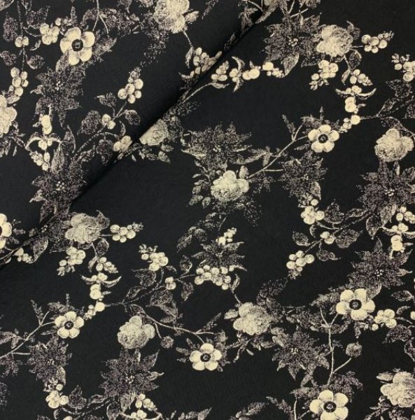 Viskose - Faded Flowers - black