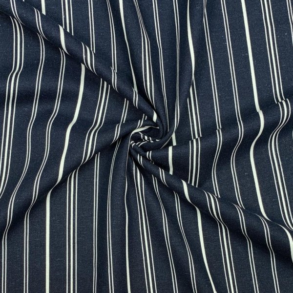 Viskose Leinen - Stripes - marine