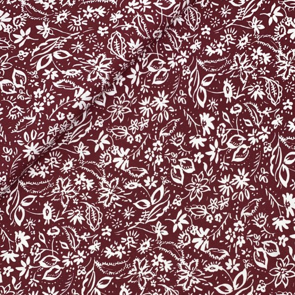 Viskose Twill - Flower Mailin - bordeaux