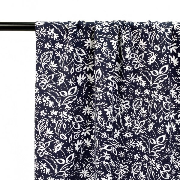 Viskose Twill - Flower Mailin - marine