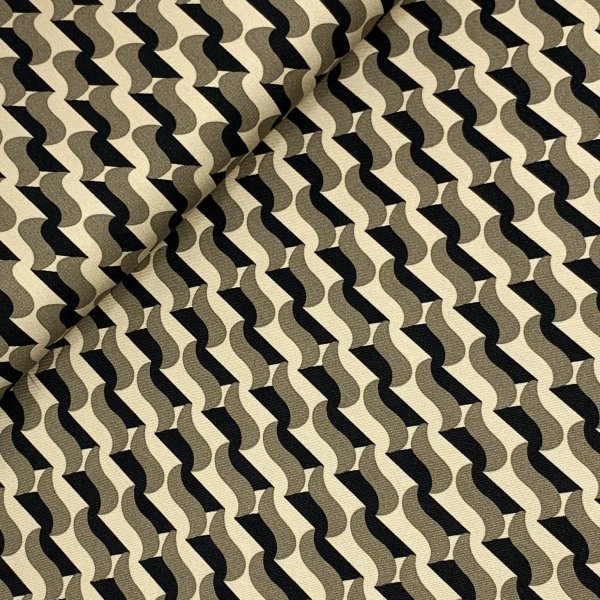 Viskose Twill - Graphic Wave - khaki