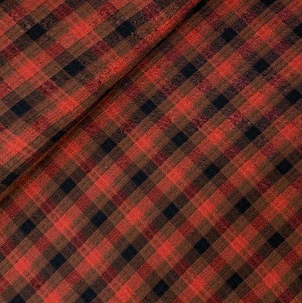 RESTSTÜCK 1,50m !!! - Viskose - Washed Checks Karo - terra/tobacco