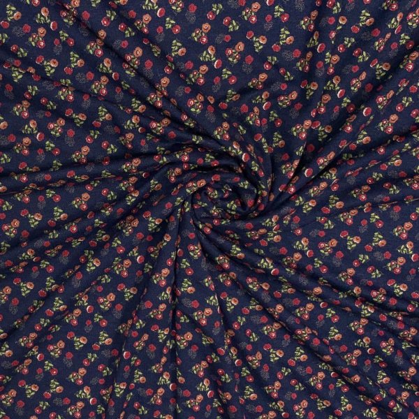 Viskosejersey - Field of Flowers - navy