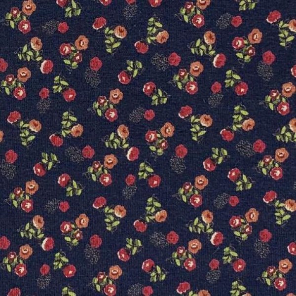 Viskosejersey - Field of Flowers - navy