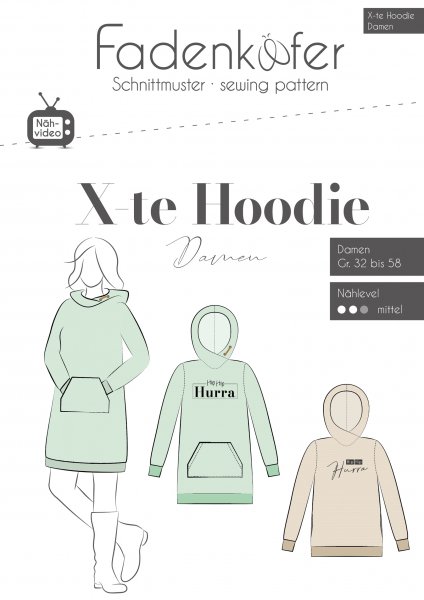 Papierschnittmuster - X-te Hoodie - Damen - Fadenkäfer