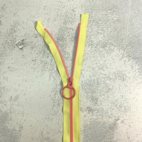 Reißverschluss - nicht teilbar - 40 cm - bicolour - gelb/rosa
