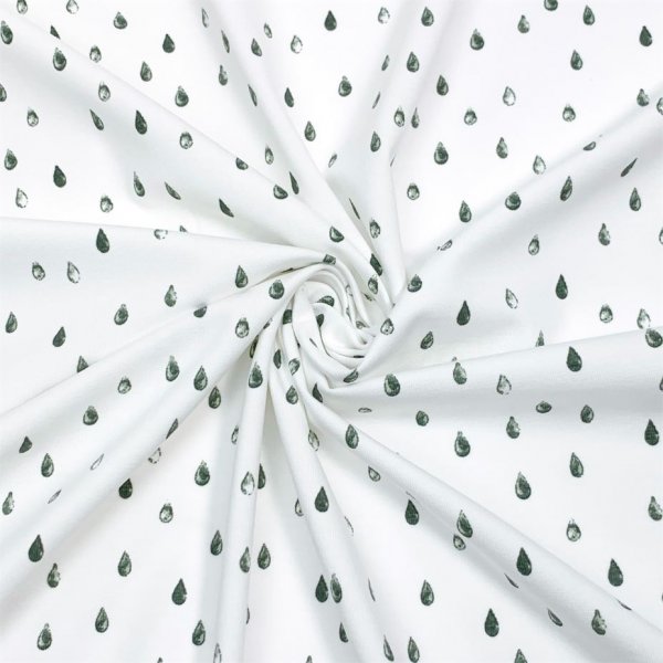 Bio Baumwolljersey - Raindrops - dusty green