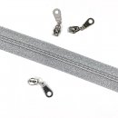 Reißverschluss endlos - silber mit 2 Zippern - 1m